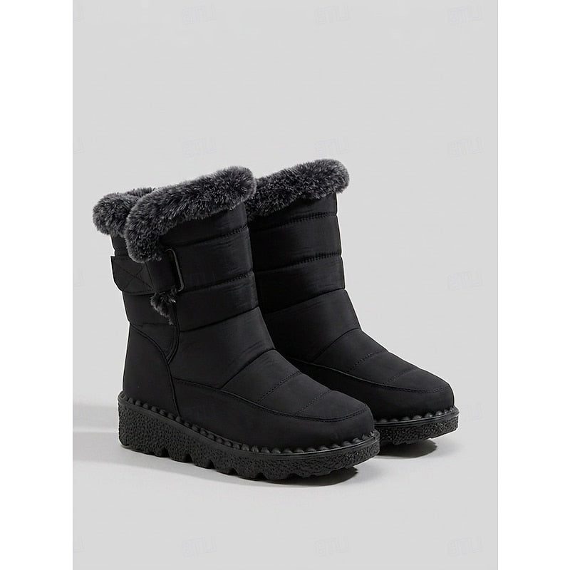 Dames Knusse Winterlaarzen met Grove Zool en Bontrand