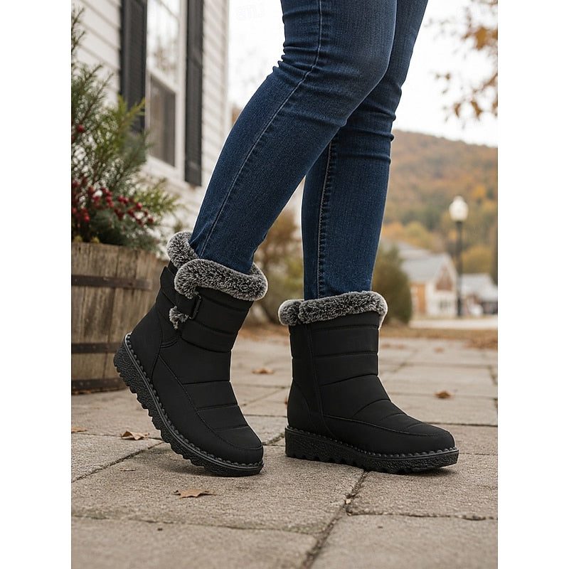 Dames Knusse Winterlaarzen met Grove Zool en Bontrand