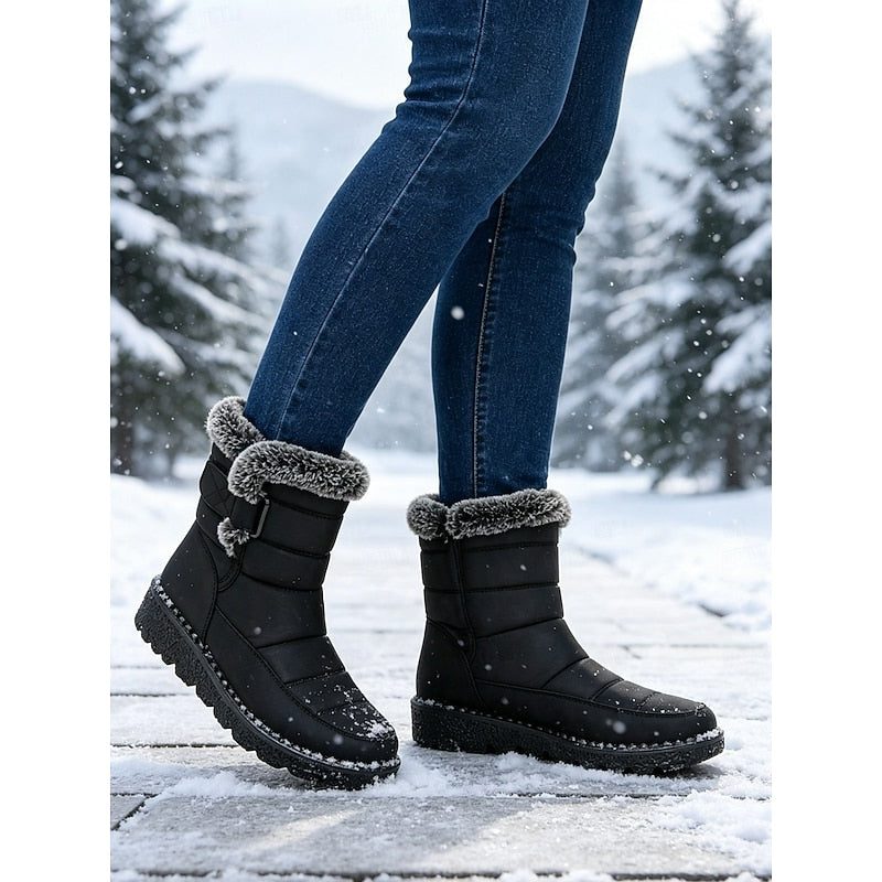 Dames Knusse Winterlaarzen met Grove Zool en Bontrand
