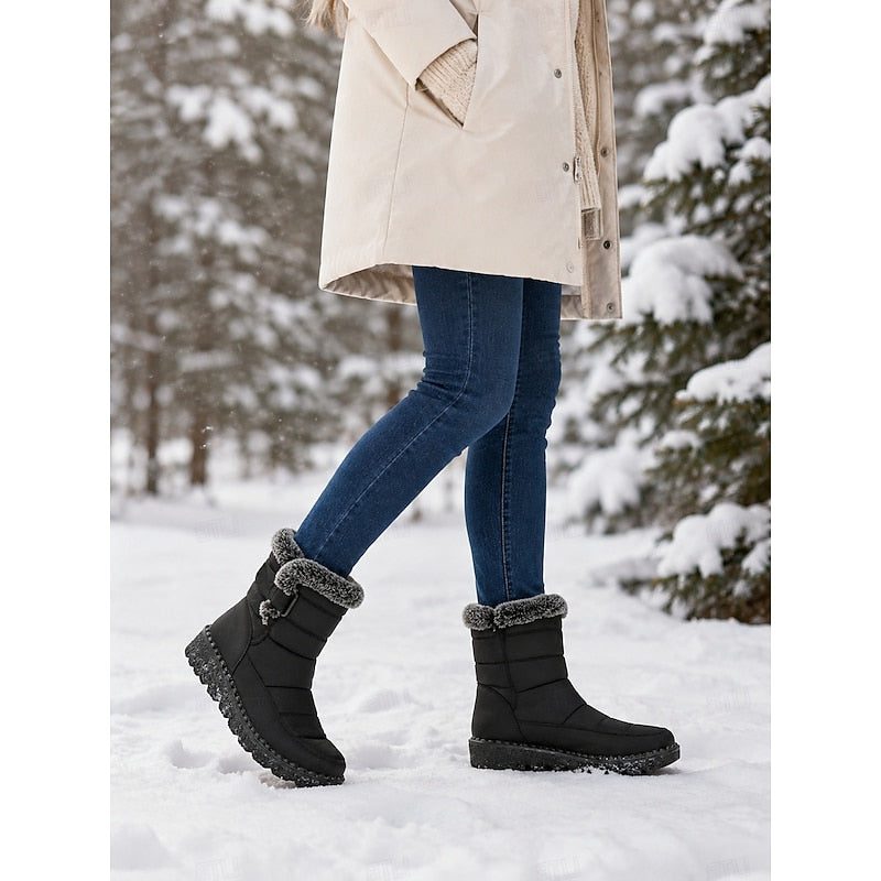 Dames Knusse Winterlaarzen met Grove Zool en Bontrand
