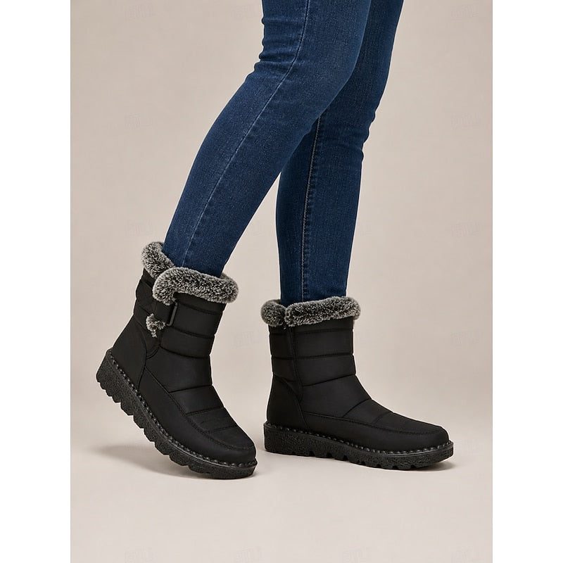 Dames Knusse Winterlaarzen met Grove Zool en Bontrand