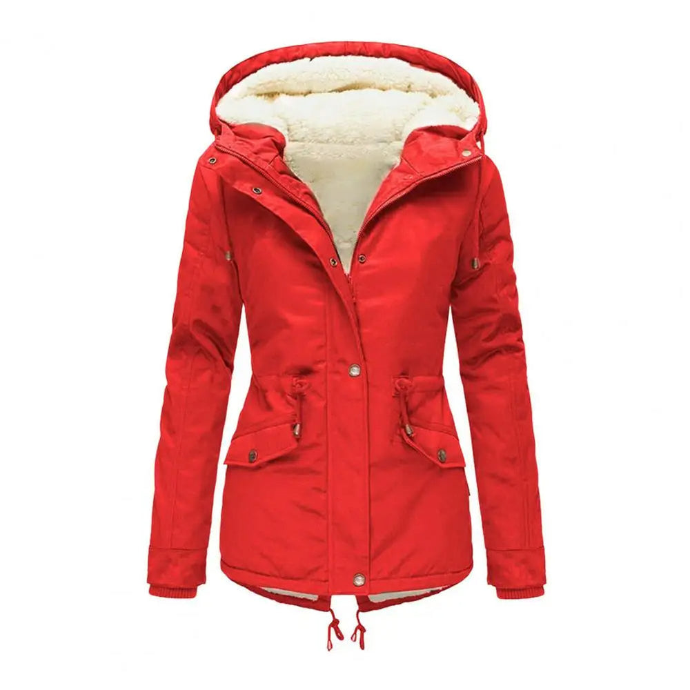 Manteau d'hiver imperméable pour femmes avec capuche et cordon de taille