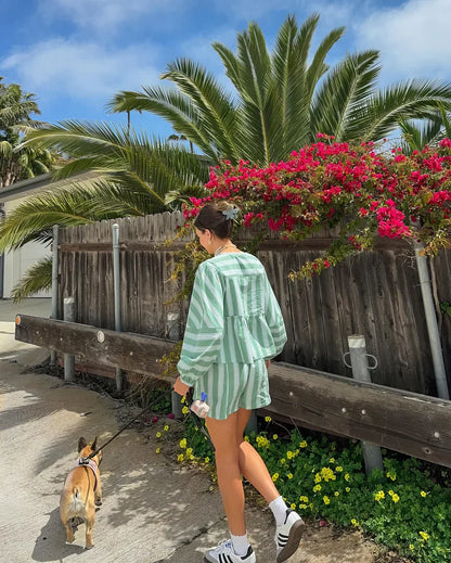 Samira - Luchtige gestreepte zomerset