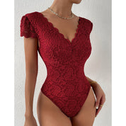 Body en dentelle avec col en V pour femmes