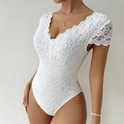 Body en dentelle avec col en V pour femmes