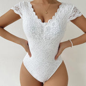 Body en dentelle avec col en V pour femmes