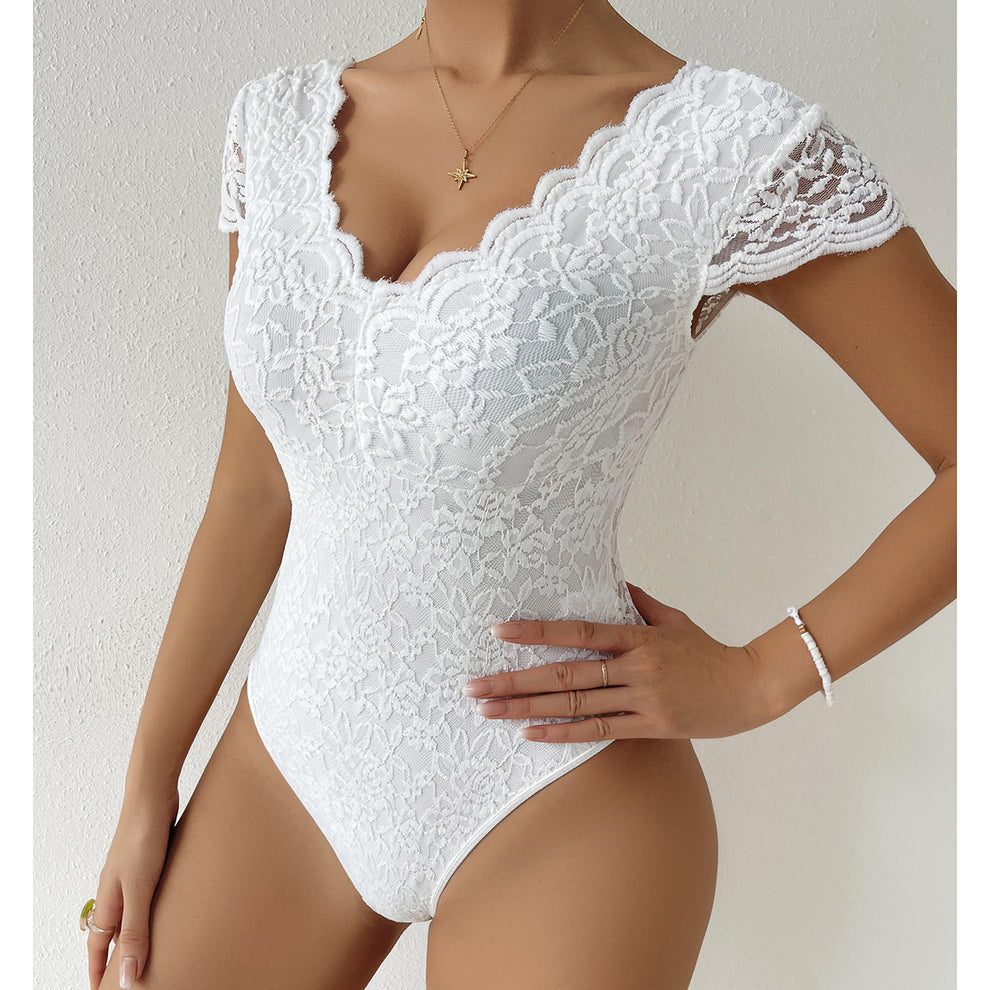 Body en dentelle avec col en V pour femmes