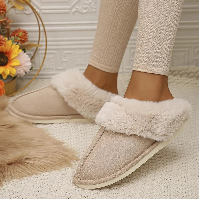 Vrouwen Winterse Fluffy Pantoffels met Anti-Slip Zool en Warme Voering