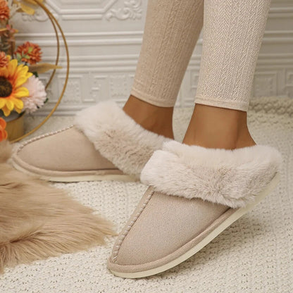 Vrouwen Winterse Fluffy Pantoffels met Anti-Slip Zool en Warme Voering