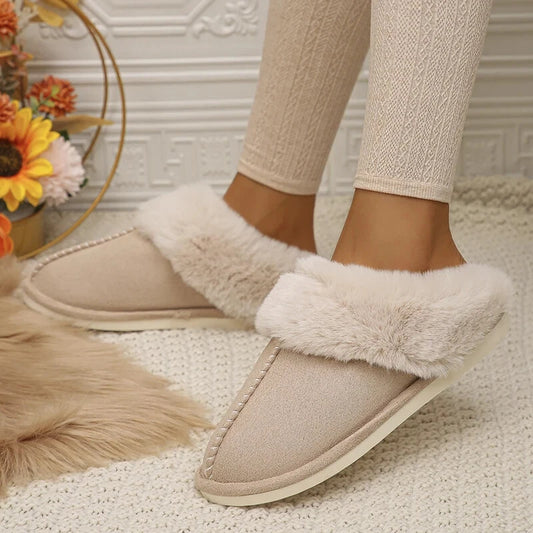 Vrouwen Winterse Fluffy Pantoffels met Anti-Slip Zool en Warme Voering