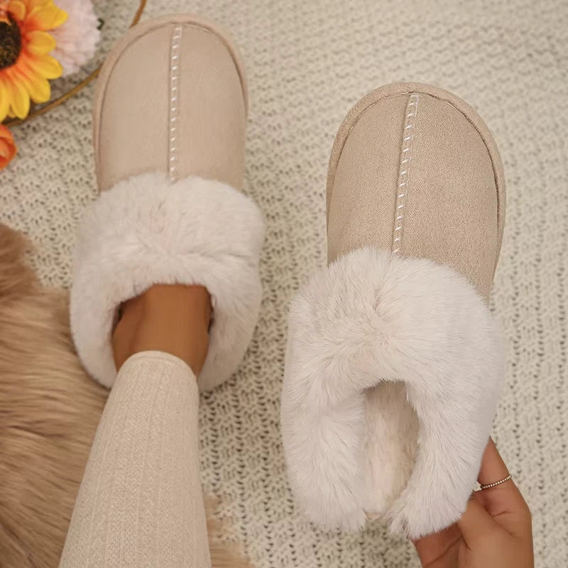 Vrouwen Winterse Fluffy Pantoffels met Anti-Slip Zool en Warme Voering