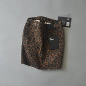 Stoere Mini Rok Met Luipaardprint En Denim Look