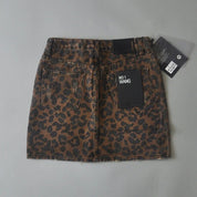 Stoere Mini Rok Met Luipaardprint En Denim Look