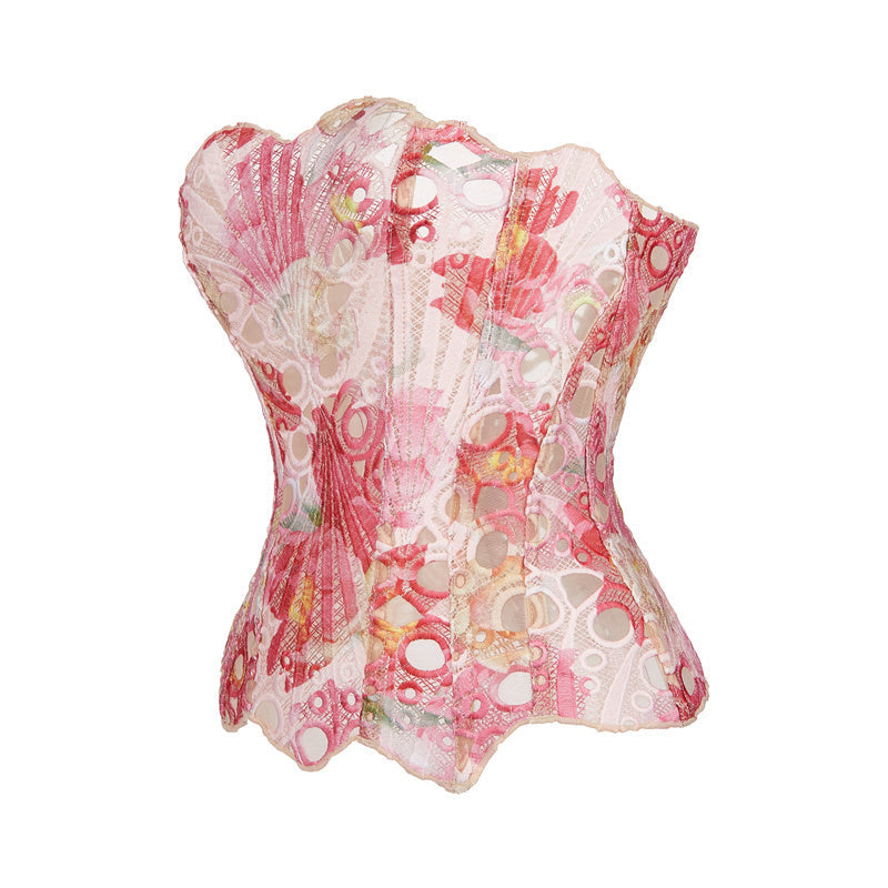 Top corset élégant sans bretelles avec dentelle pour femmes