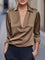 Dames Elegante Satijnen Blouse met V-Hals en Kraag