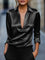 Dames Elegante Satijnen Blouse met V-Hals en Kraag