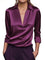 Dames Elegante Satijnen Blouse met V-Hals en Kraag