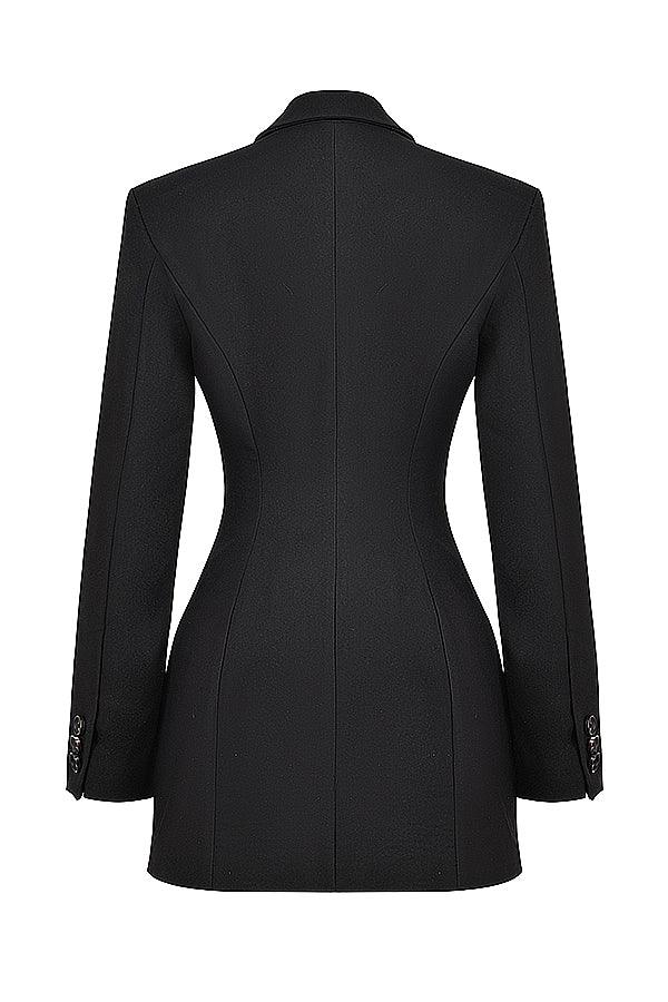Jara - Zwarte blazer met schoudervullingen