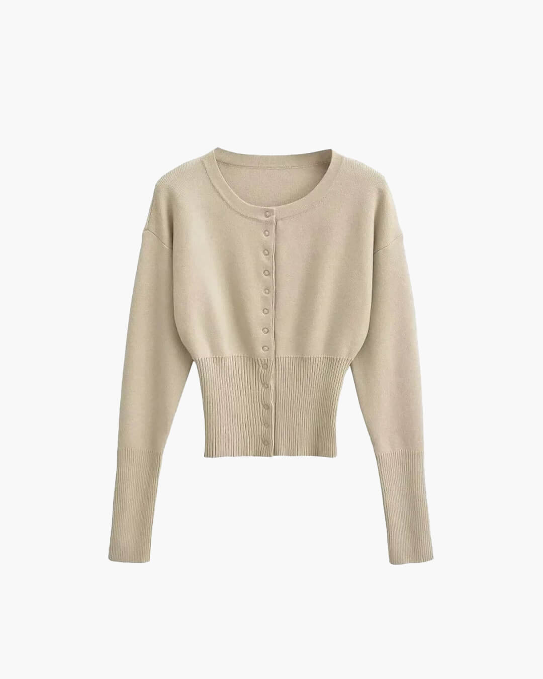 Elegant Gebreid Dames Vest met Ronde Hals en Knoopsluiting
