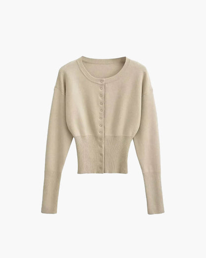 Elegant Gebreid Dames Vest met Ronde Hals en Knoopsluiting