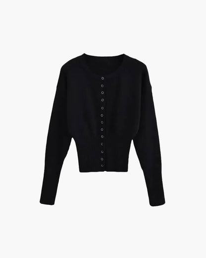 Elegant Gebreid Dames Vest met Ronde Hals en Knoopsluiting