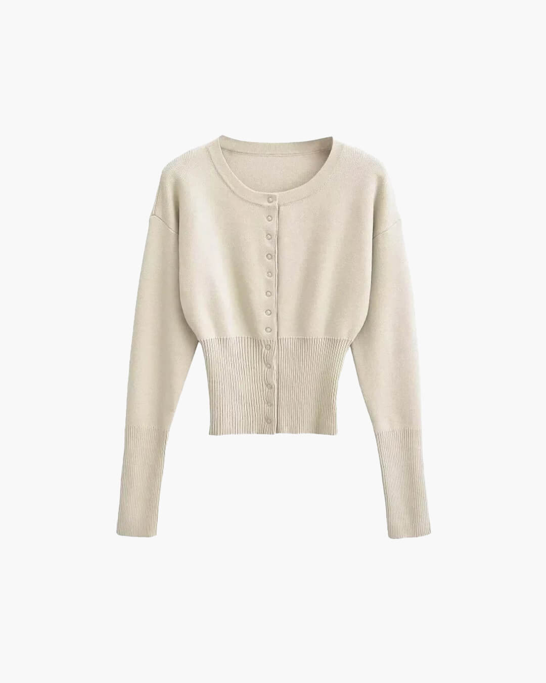 Elegant Gebreid Dames Vest met Ronde Hals en Knoopsluiting