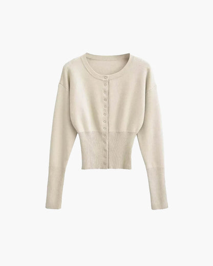 Elegant Gebreid Dames Vest met Ronde Hals en Knoopsluiting