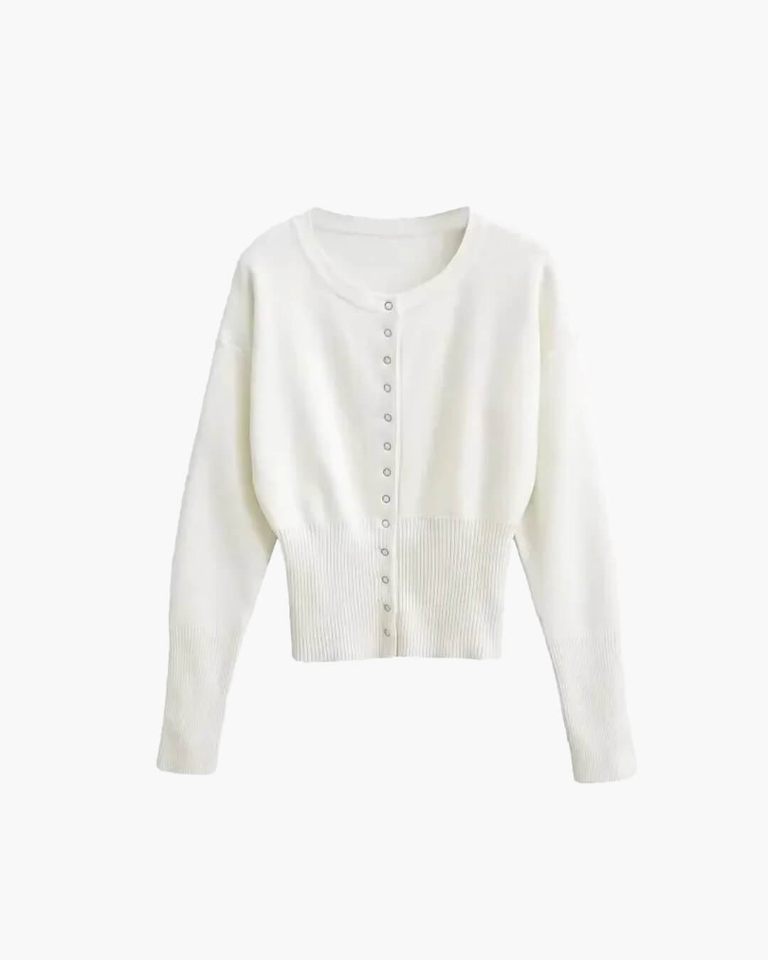 Elegant Gebreid Dames Vest met Ronde Hals en Knoopsluiting