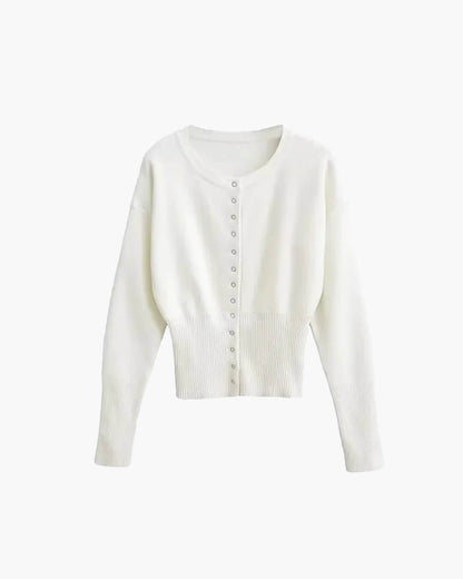 Elegant Gebreid Dames Vest met Ronde Hals en Knoopsluiting
