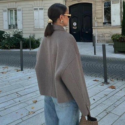 Wool Coat Winterjas Dames Oversized met Knoopsluiting en Zakken