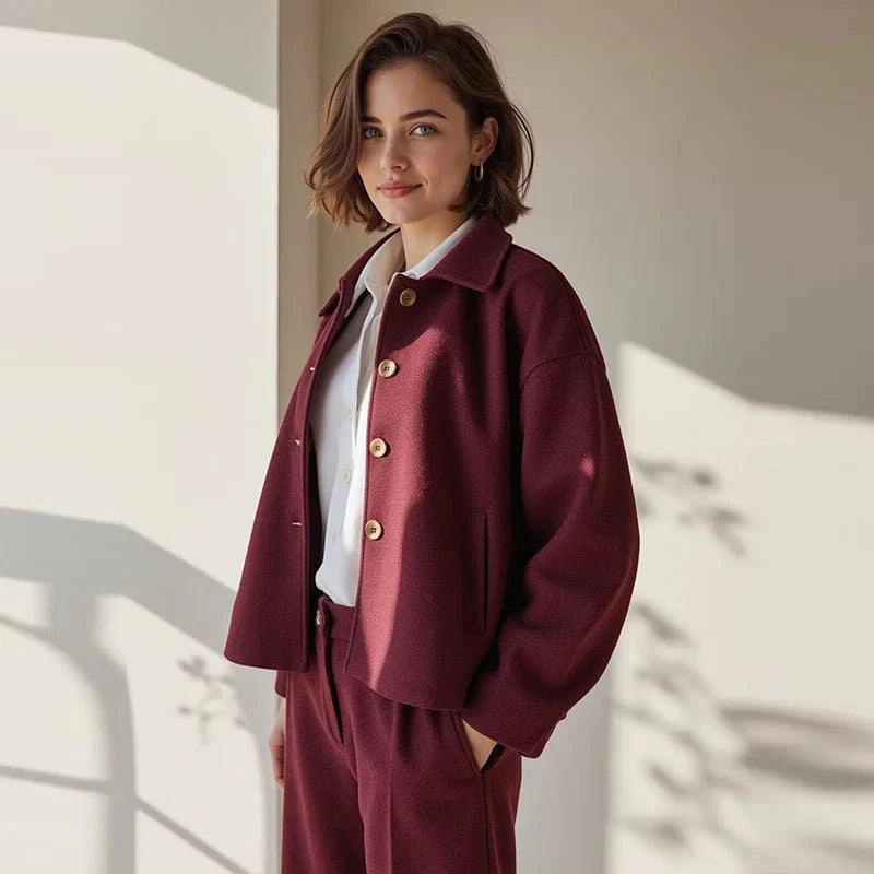 Wool Coat Winterjas Dames Oversized met Knoopsluiting en Zakken