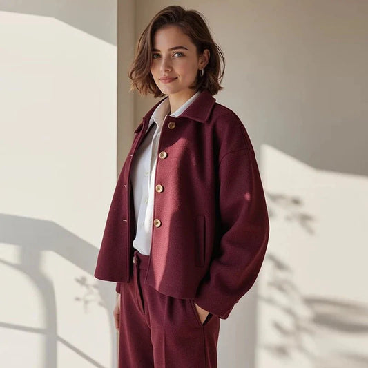 Wool Coat Winterjas Dames Oversized met Knoopsluiting en Zakken