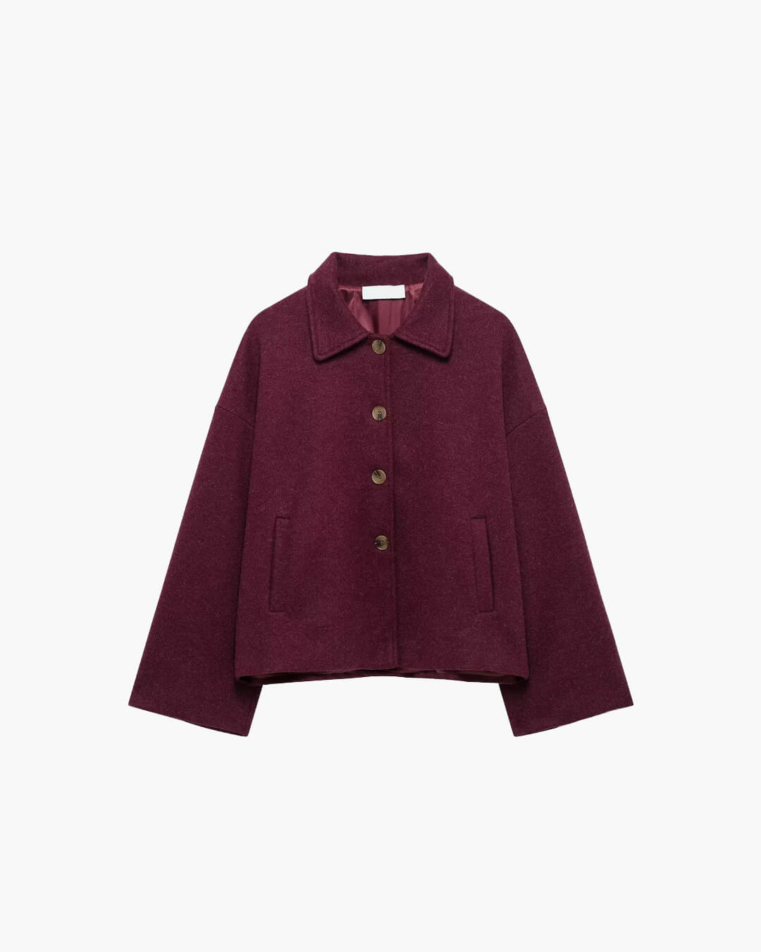 Wool Coat Winterjas Dames Oversized met Knoopsluiting en Zakken
