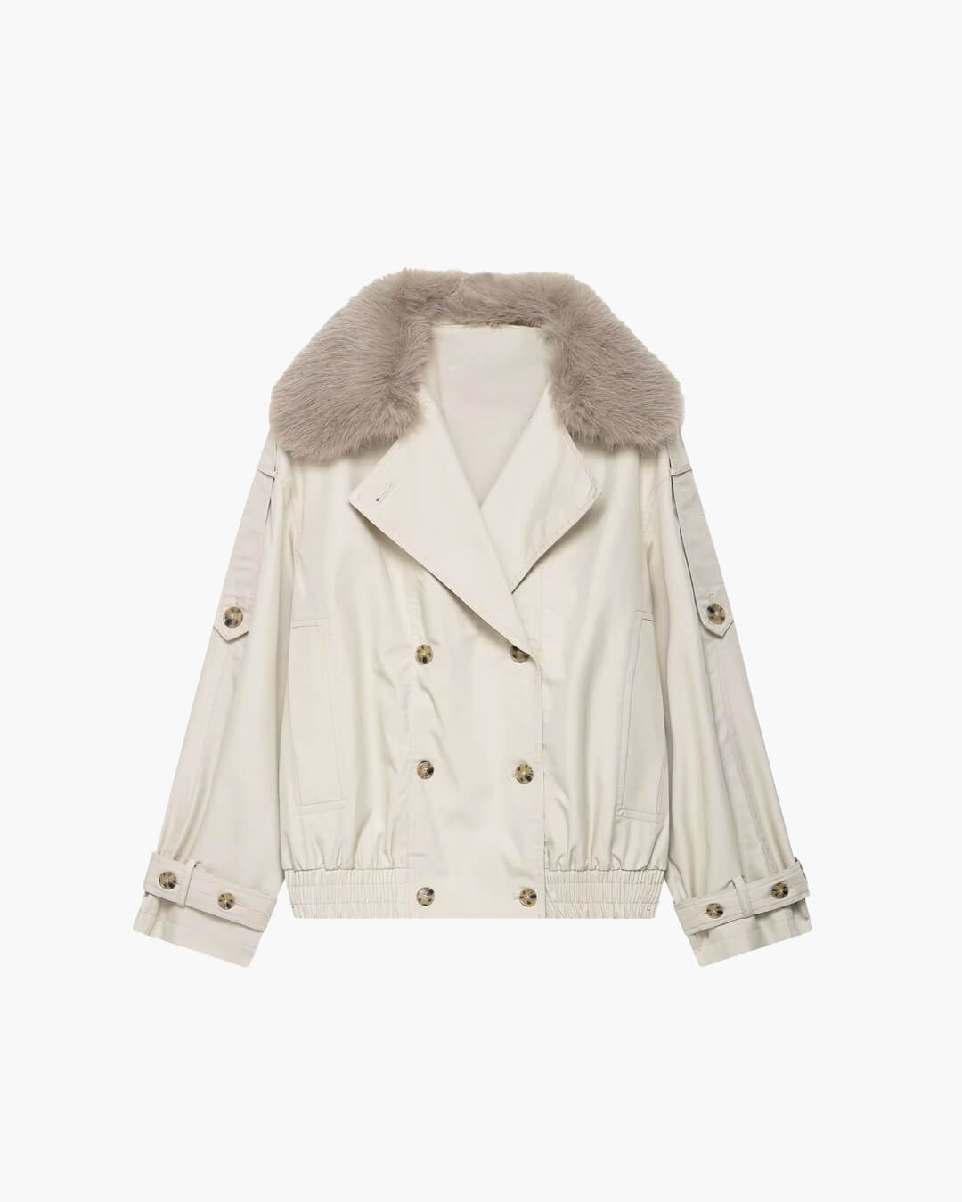 Trenchcoat Winterjas Dames Met Bontkraag En Knoopsluiting