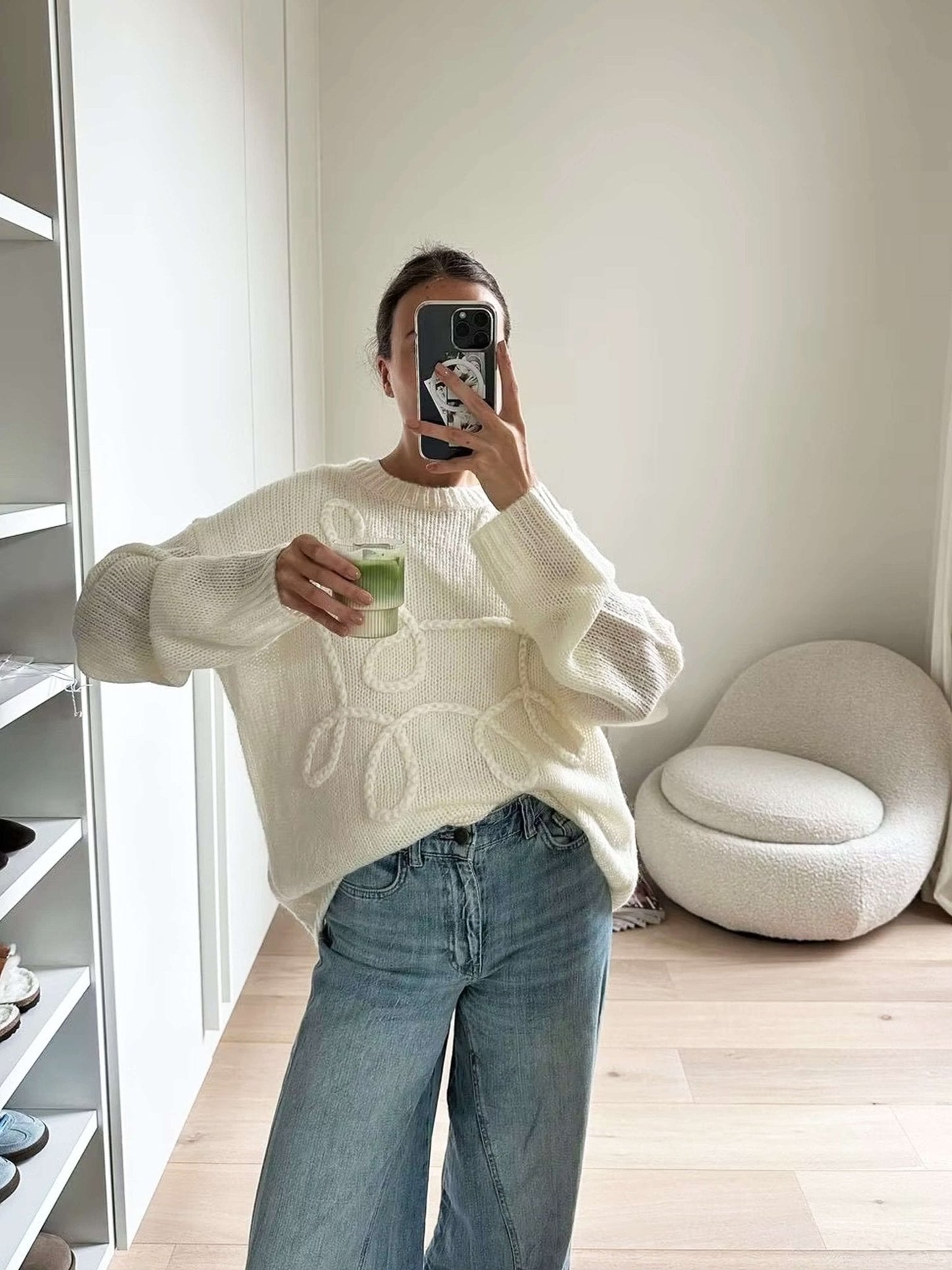 Trui Dames Oversized Zacht Gebreid Lange Mouwen