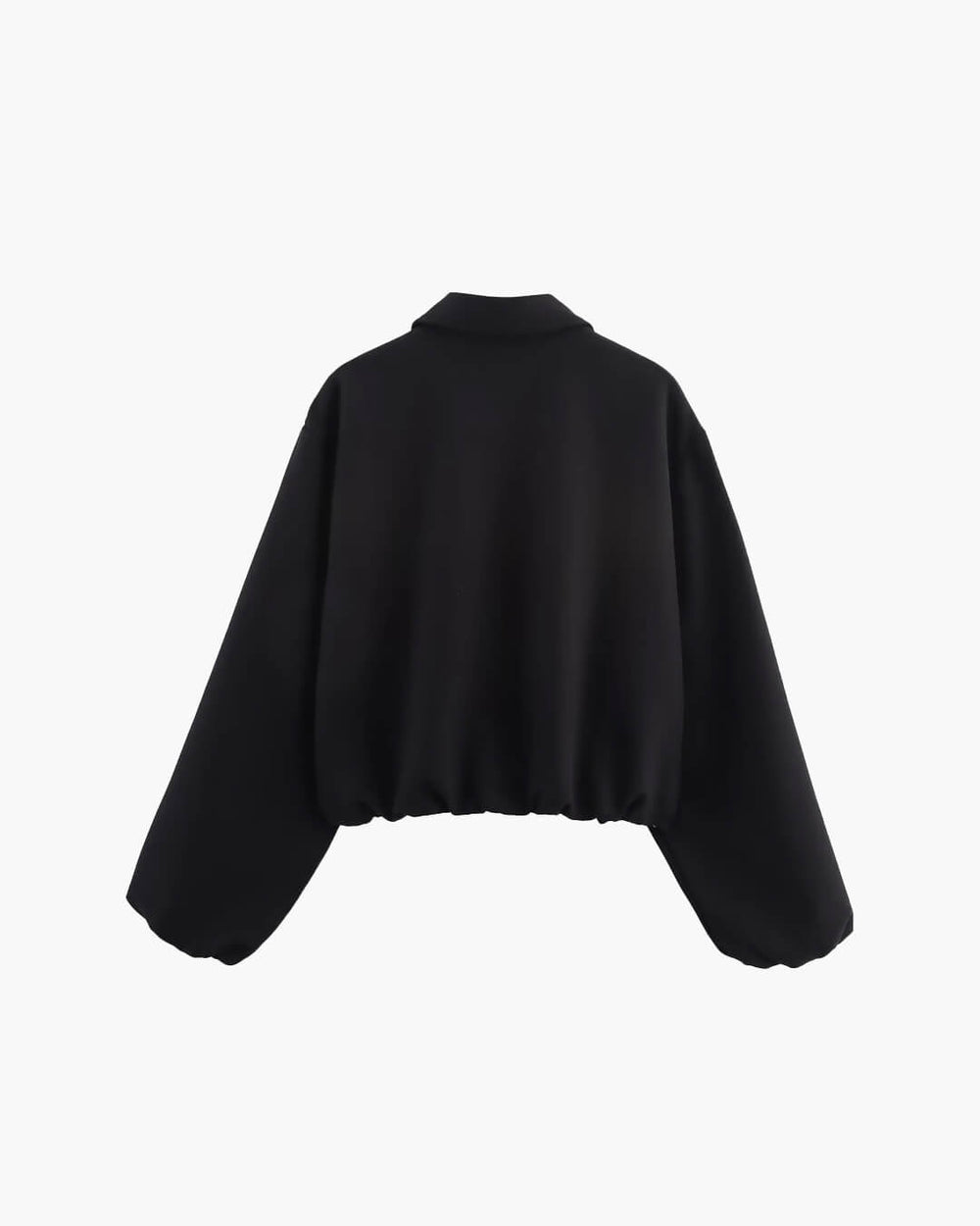 Short Women's Bomber Jacket with Zipper and Elastic Hem