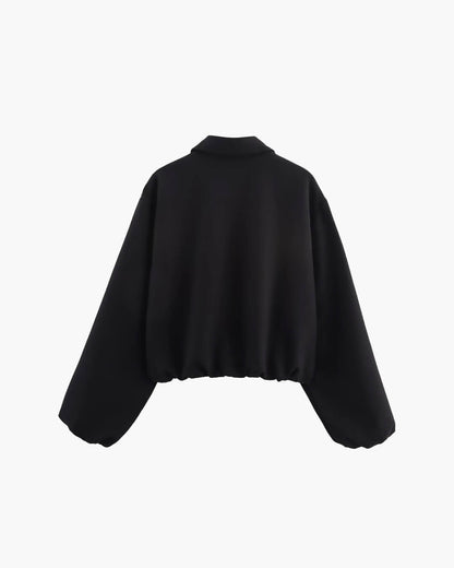 Kort Dames Bomber Jacket met Ritssluiting en Elastische Zoom