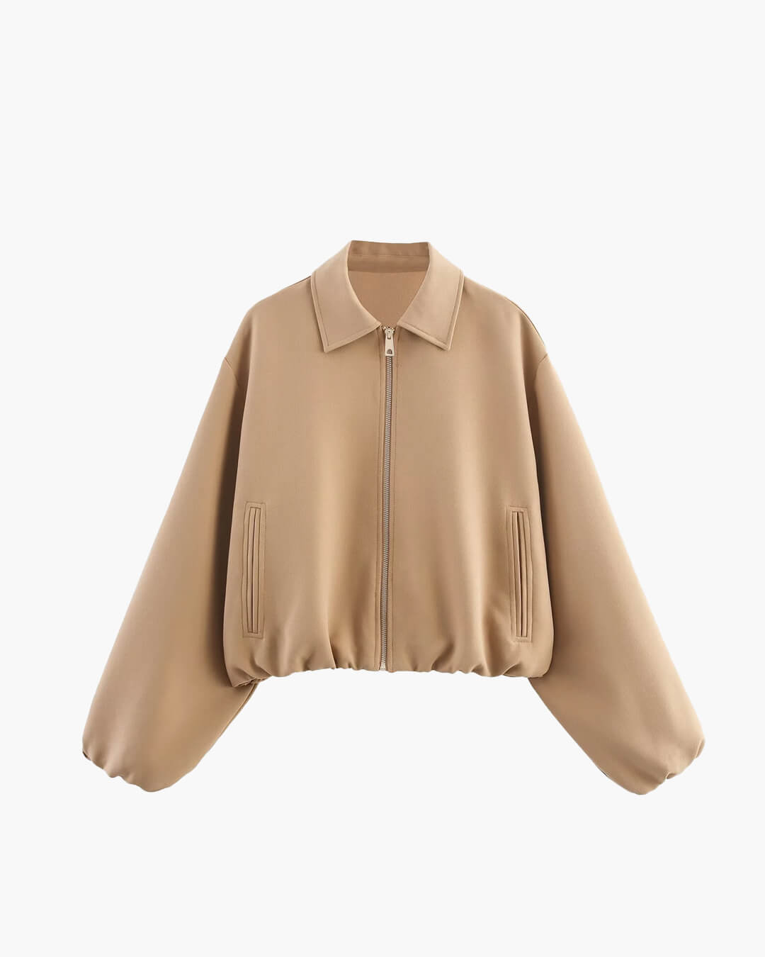 Kort Dames Bomber Jacket met Ritssluiting en Elastische Zoom