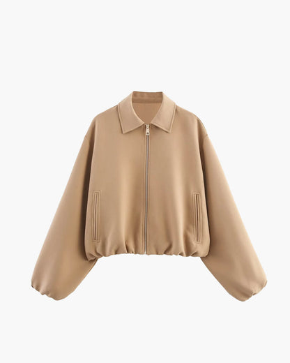 Kort Dames Bomber Jacket met Ritssluiting en Elastische Zoom