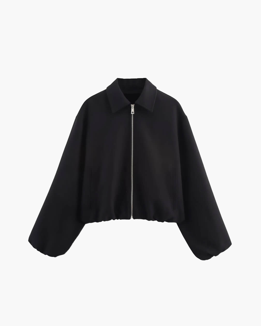 Kort Dames Bomber Jacket met Ritssluiting en Elastische Zoom