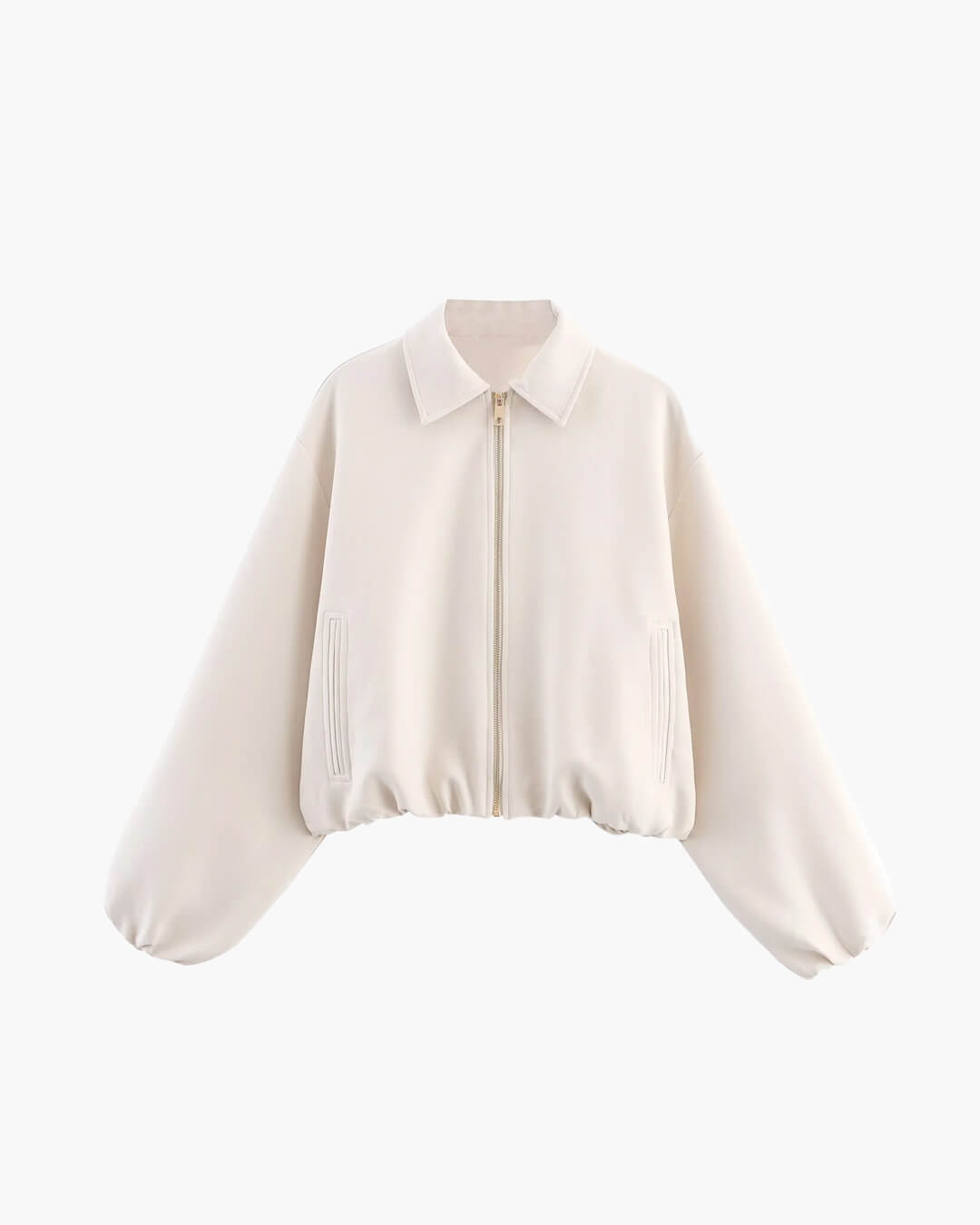 Kort Dames Bomber Jacket met Ritssluiting en Elastische Zoom