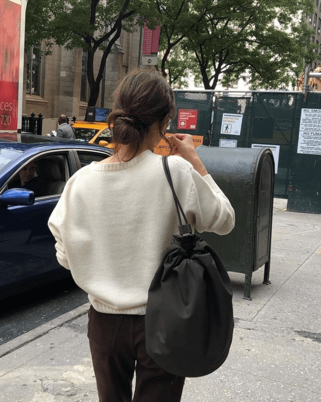 Dames Oversized Gebreide Trui met Ronde Hals en Geribde Boorden