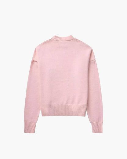 Dames Oversized Gebreide Trui met Ronde Hals en Geribde Boorden