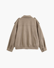 Suede Bomberjack Met Opstaande Kraag Voor Dames