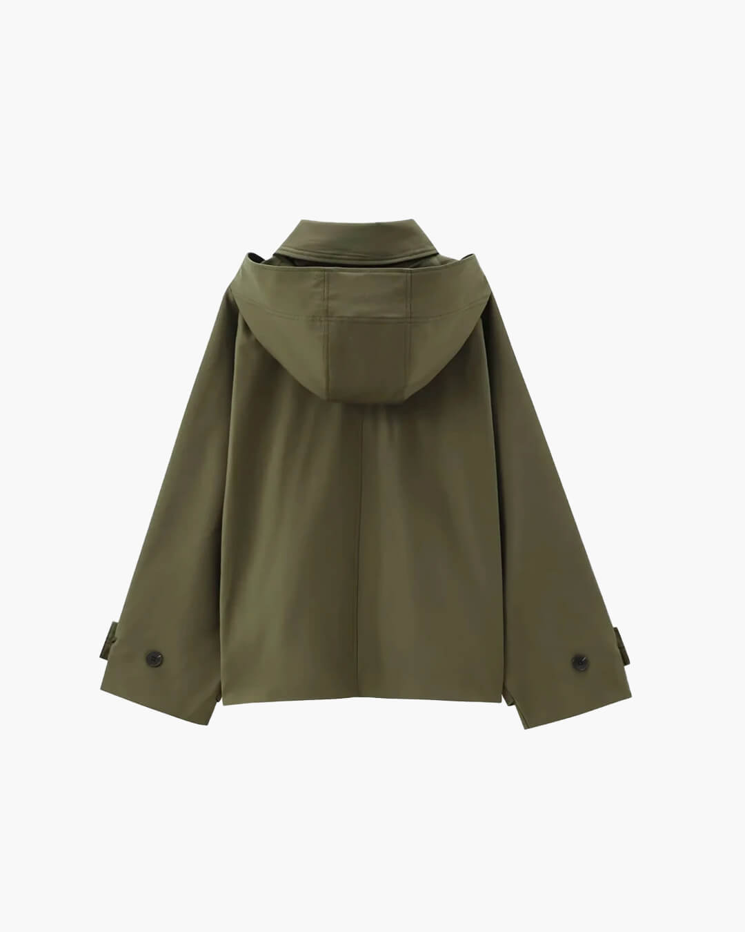 Legergroen Windbreaker Jas Dames met Capuchon en Zakken