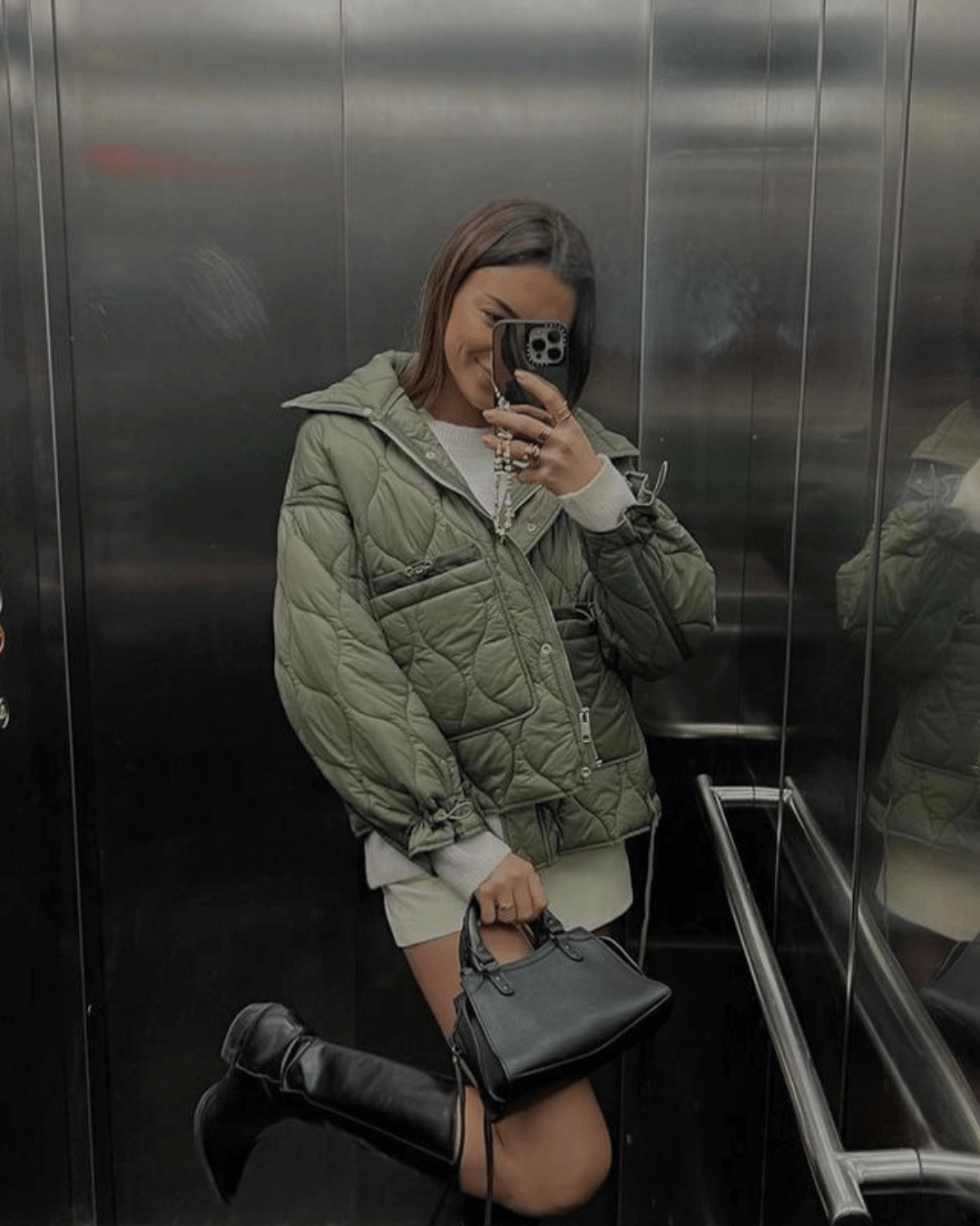 Puffer Winterjas Dames Gewatteerde Korte Jas met Hoge Kraag en Steekzakken