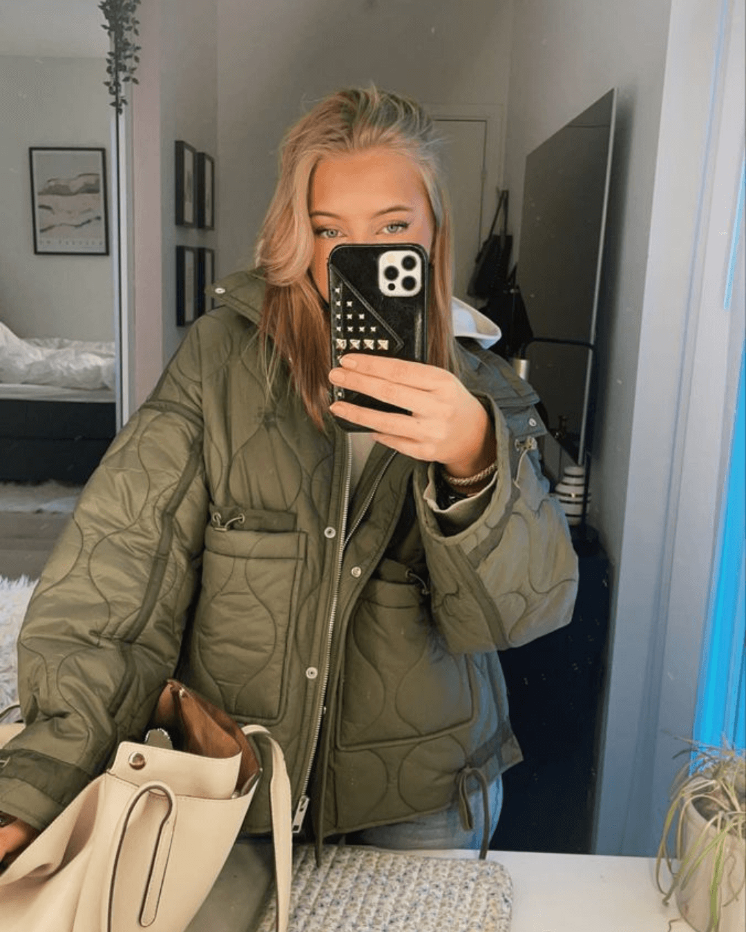 Puffer Winterjas Dames Gewatteerde Korte Jas met Hoge Kraag en Steekzakken