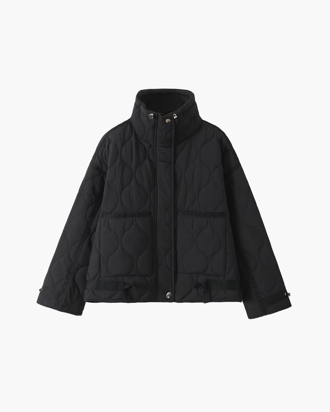 Puffer Winterjas Dames Gewatteerde Korte Jas met Hoge Kraag en Steekzakken