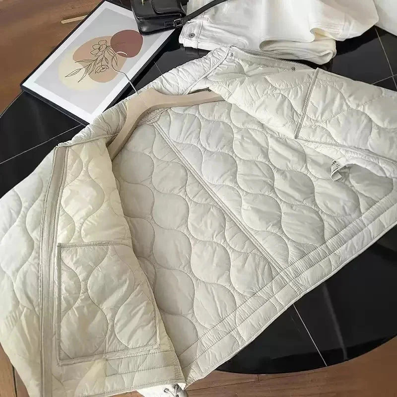 Puffer Winterjas Dames Gewatteerde Korte Jas met Hoge Kraag en Steekzakken