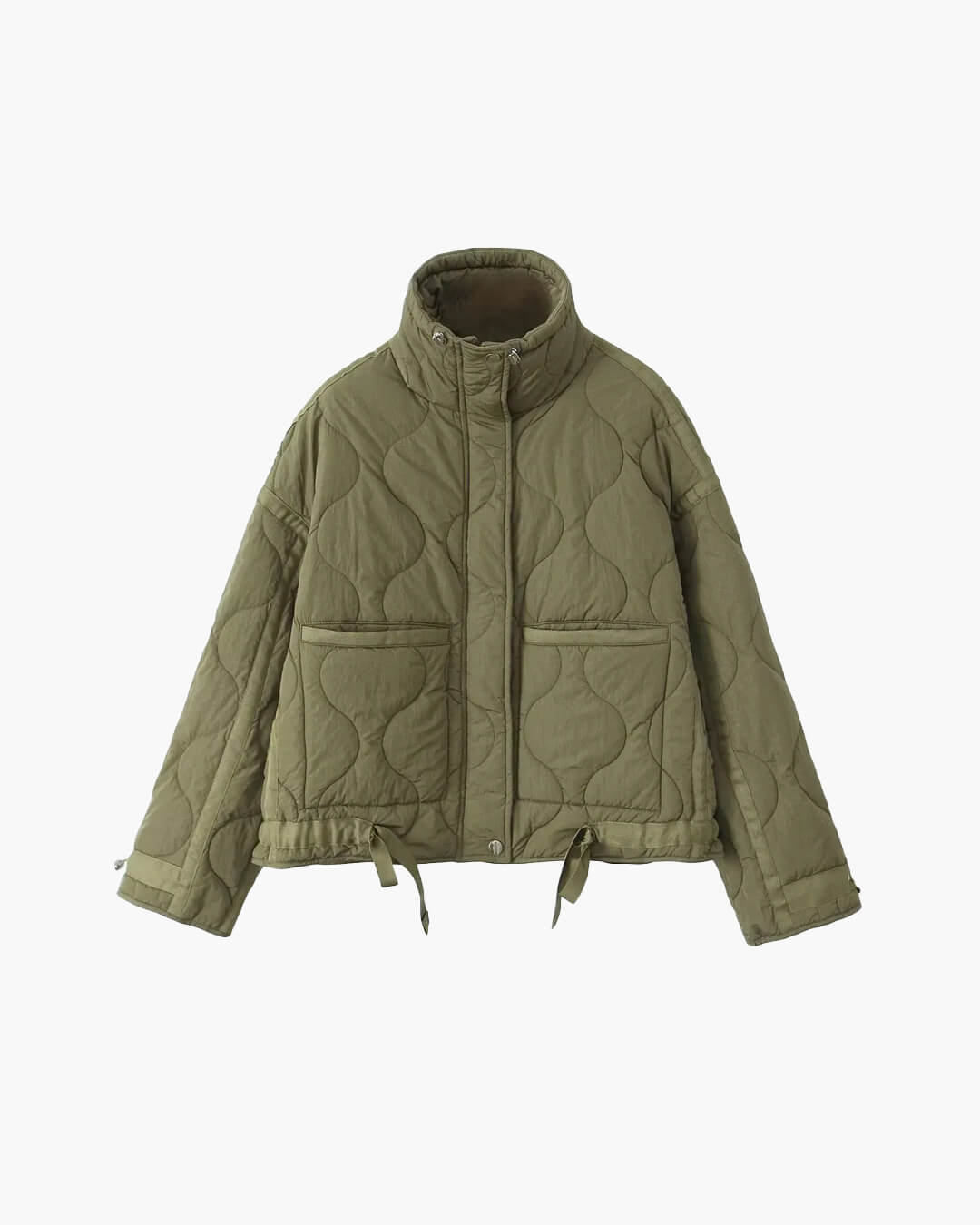 Puffer Winterjas Dames Gewatteerde Korte Jas met Hoge Kraag en Steekzakken